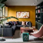 01 proest interior wohnzimmerschrank mit farrow ball lack und lederfronten messingumrandet